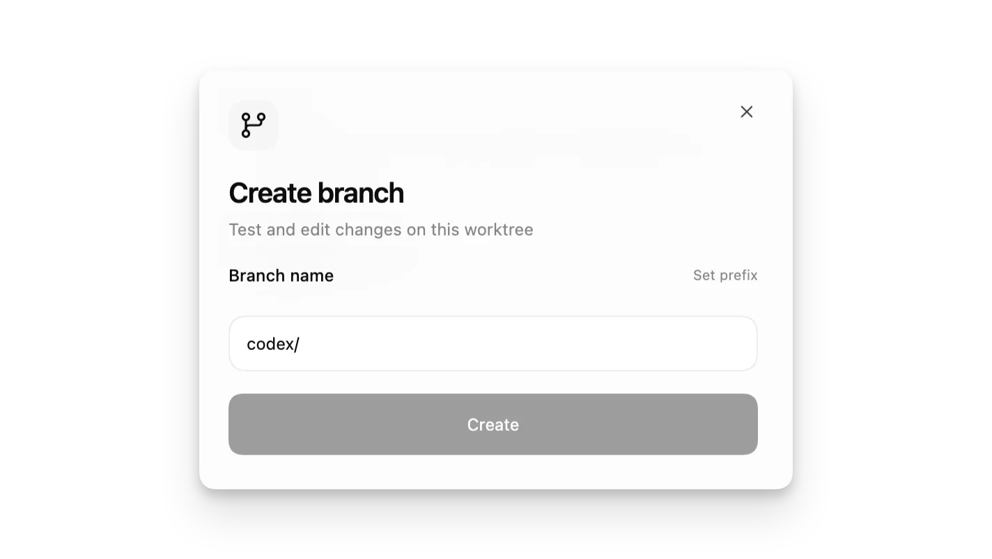 展示分支动作和工作树详情的线程视图